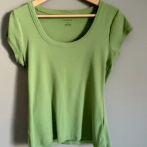 Pilcro Scoop Neck Short Sleeve Top in Lime Green